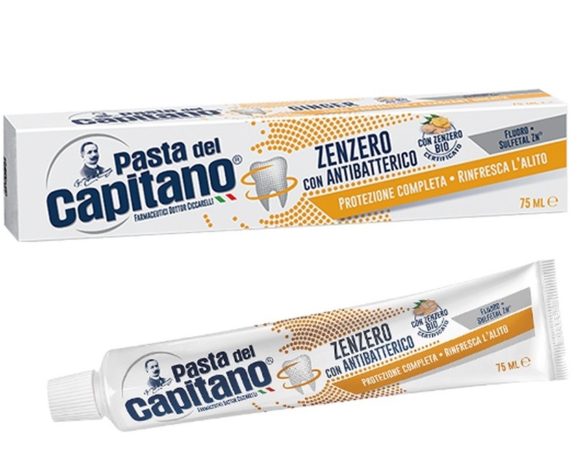 Zubná pasta. Capitano (Zenzero con Antibatterico). 