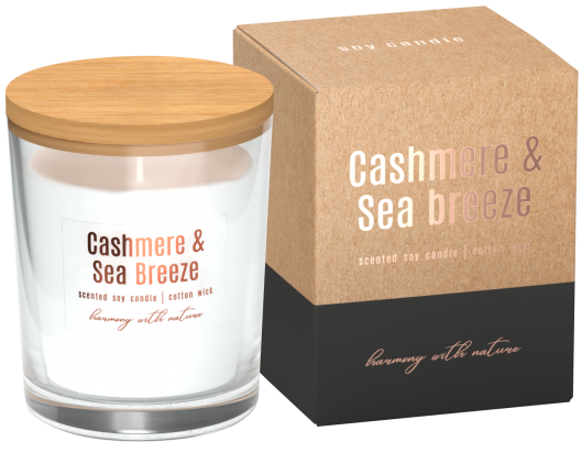 Vonná sójová sviečka. (Cashmere & Sea breeze).